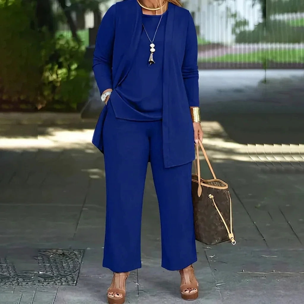 3-Piece Women's Lounge Set with Relaxed Top and Wide-Leg Pants 2