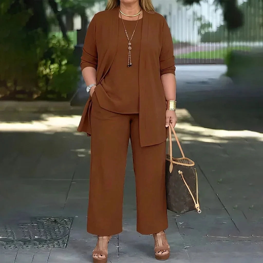 3-Piece Women's Lounge Set with Relaxed Top and Wide-Leg Pants 5