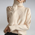 Cashmere Blend Turtleneck Sweater for Men – Tailored Fit, Diamond Pattern 0
