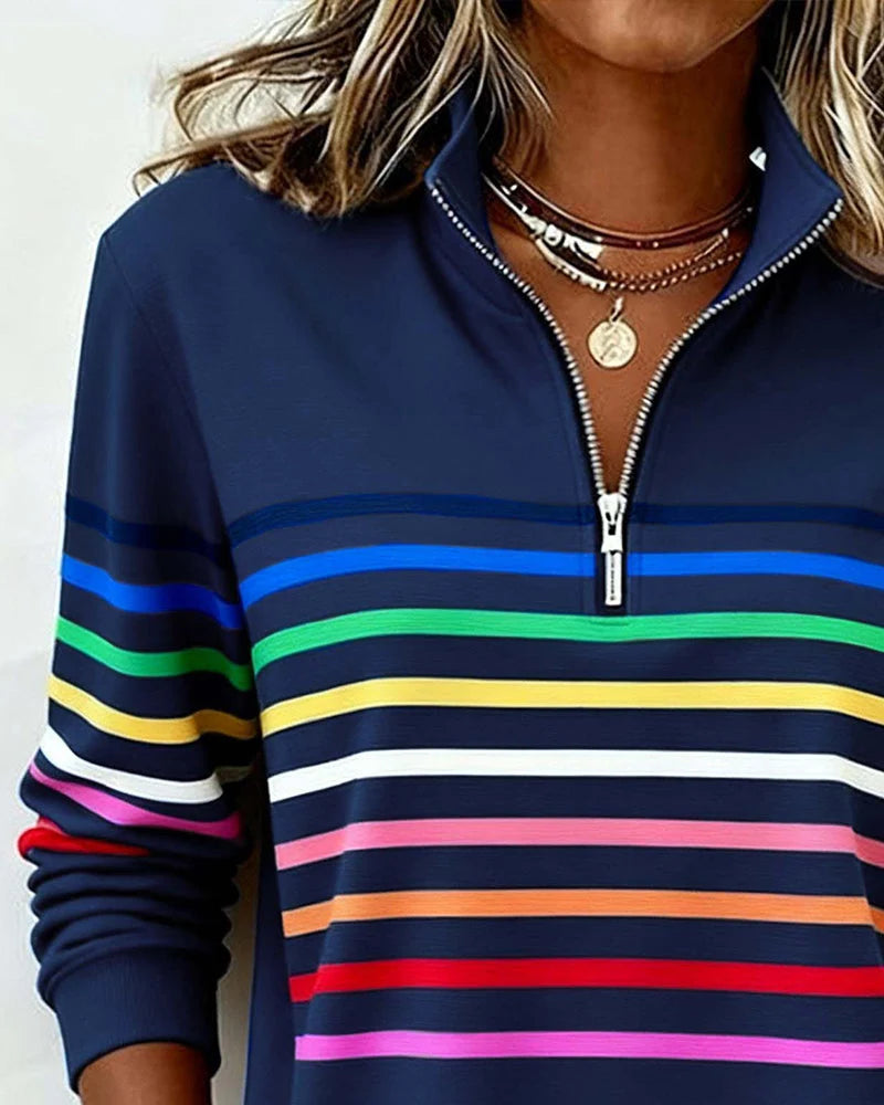 Casual Women's Sweater with Relaxed Fit and Zip Collar for Everyday Wear 4