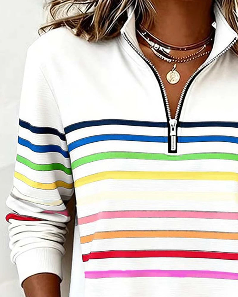 Casual Women's Sweater with Relaxed Fit and Zip Collar for Everyday Wear 7