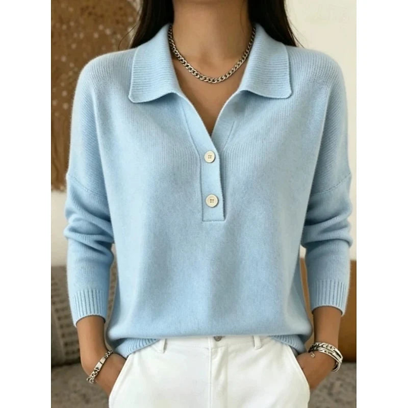 Collared Button Pullover with Relaxed Fit and Soft Fabric 0