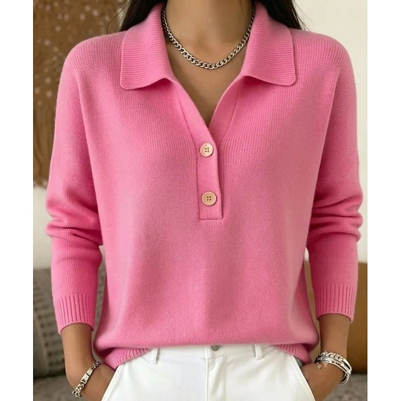 Collared Button Pullover with Relaxed Fit and Soft Fabric 1