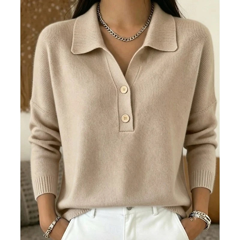 Collared Button Pullover with Relaxed Fit and Soft Fabric 2