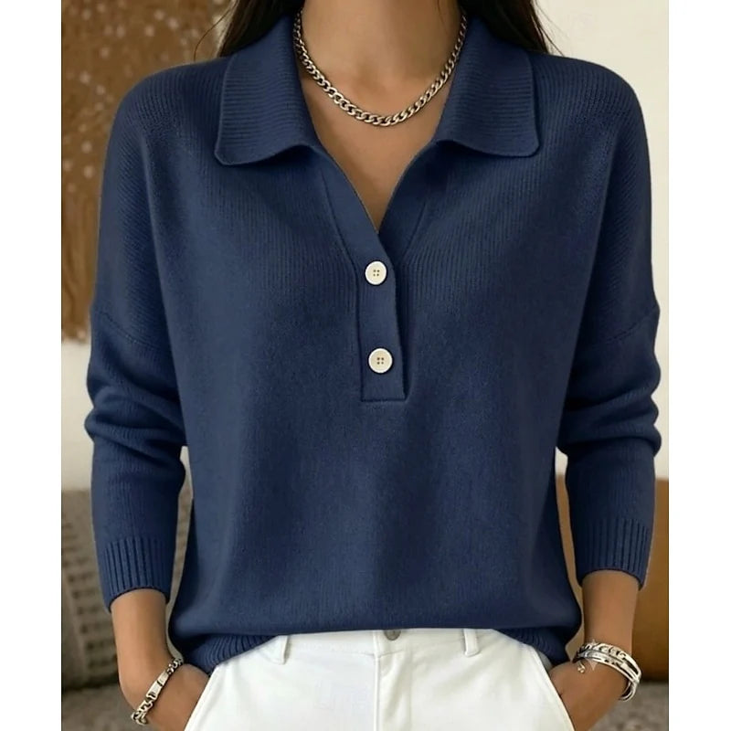 Collared Button Pullover with Relaxed Fit and Soft Fabric 4