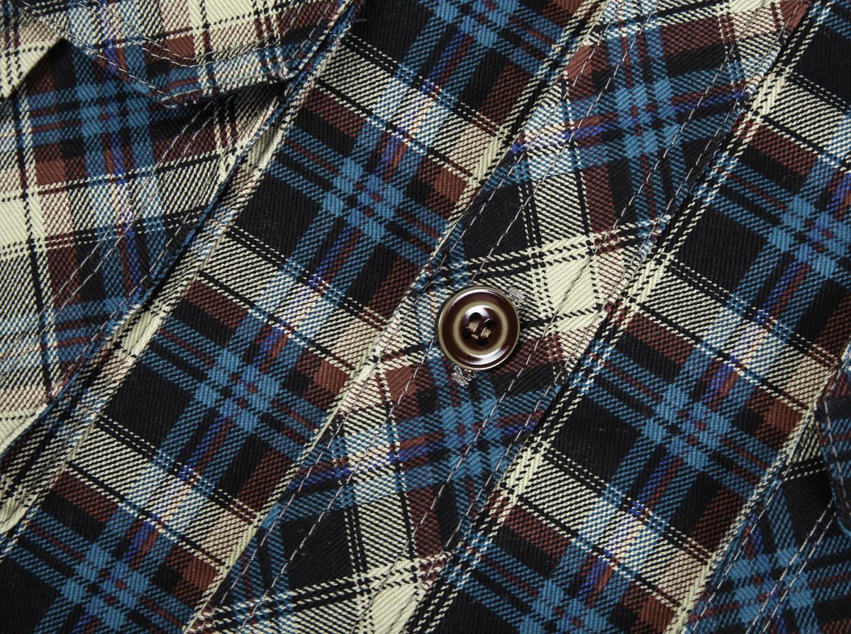 Fitted Flannel Shirt Jacket for Men with Quilted Sleeves and Snap Buttons 5