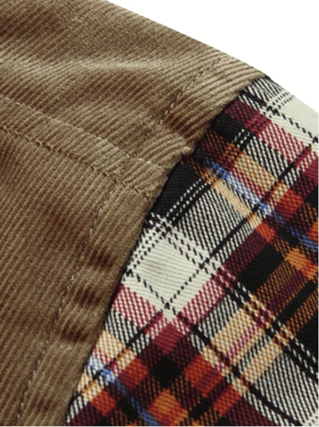 Fitted Flannel Shirt Jacket for Men with Quilted Sleeves and Snap Buttons 7