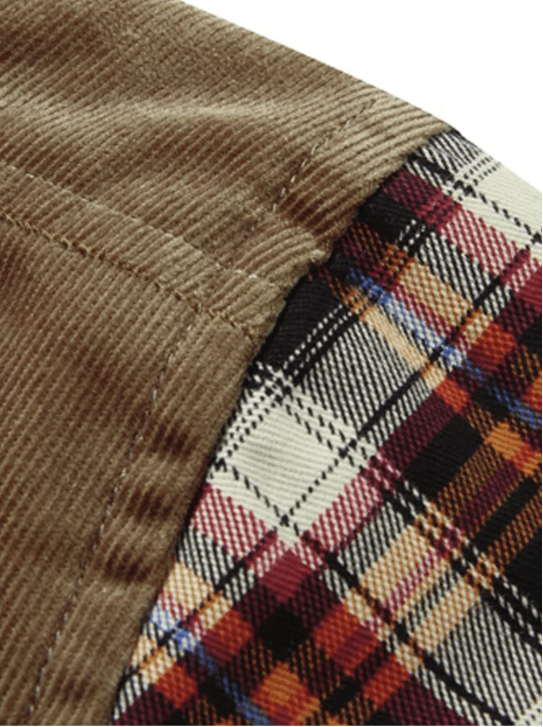 Fitted Flannel Shirt Jacket for Men with Quilted Sleeves and Snap Buttons 7