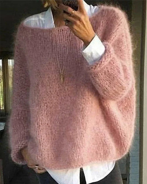 Fitted Women's Knit Sweater with Round Neck for Everyday Wear 0