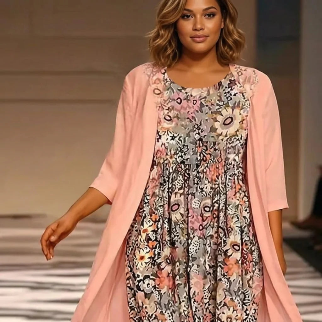Flowy Two-Piece Boho Midi Dress - Lightweight Floral Wedding Guest Dress 3