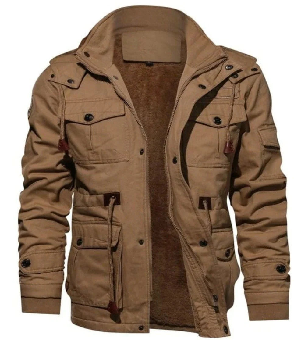 Heavy-Duty Cotton Pilot Jacket with Adjustable Hood and Pockets 4