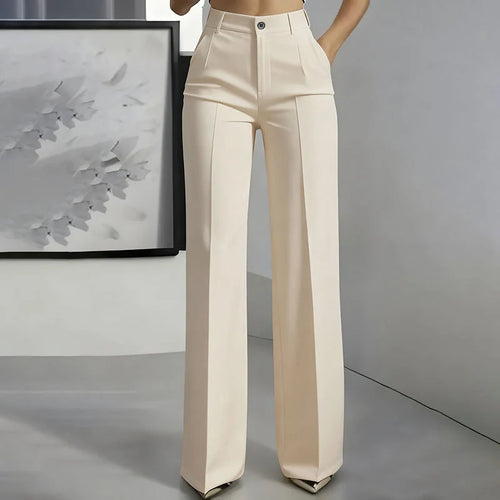 High-Waisted Tailored Women's Pants with Stretch Fabric Blend 0