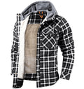 Hooded Flannel Jacket with Faux Fur Lining and Snap Closure 0