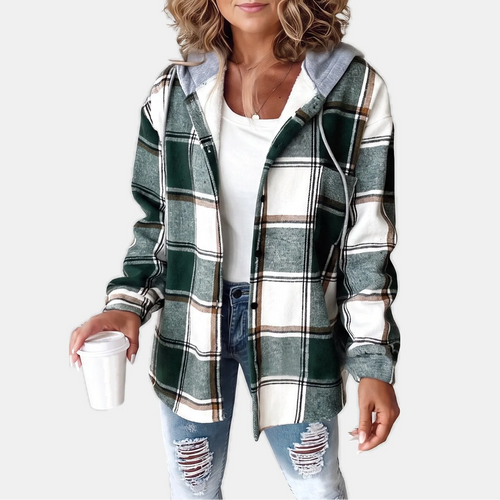 Hooded Plaid Flannel Shirt Jacket for Men - Relaxed Fit, Lightweight 0