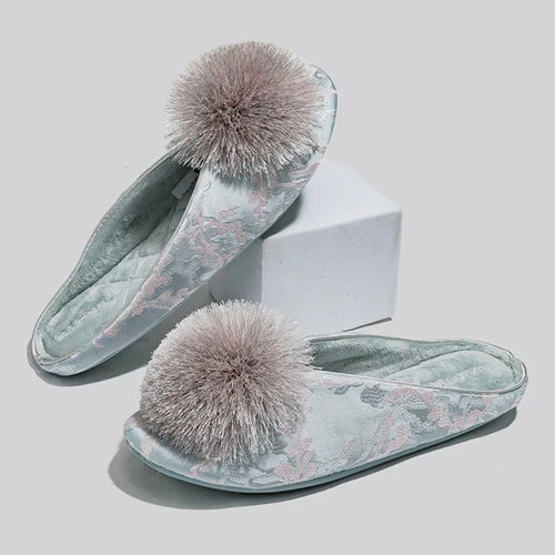 Jacquard Embroidered Slip-On Slippers with Cushioned Insole 0