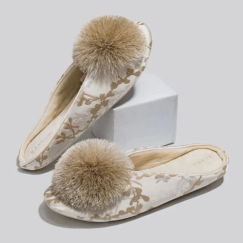 Jacquard Embroidered Slip-On Slippers with Cushioned Insole 1