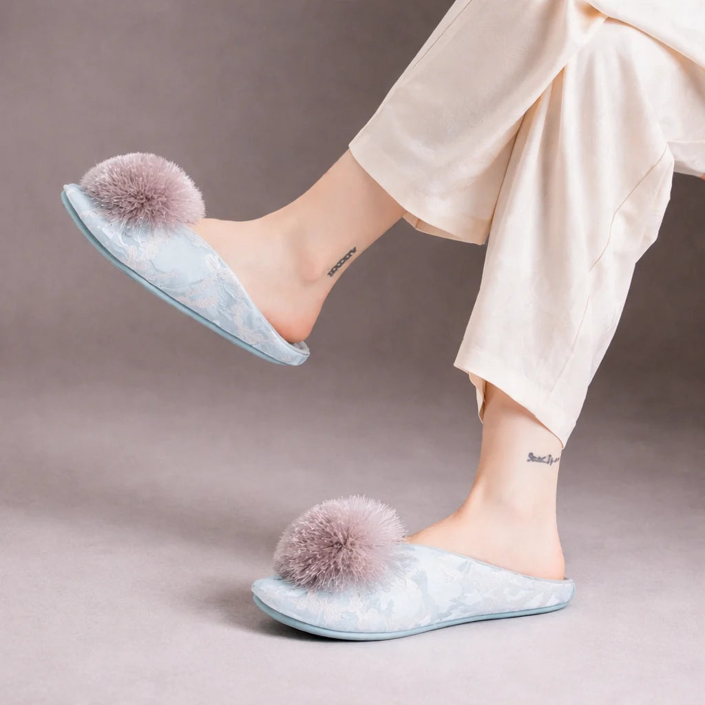 Jacquard Embroidered Slip-On Slippers with Cushioned Insole 2