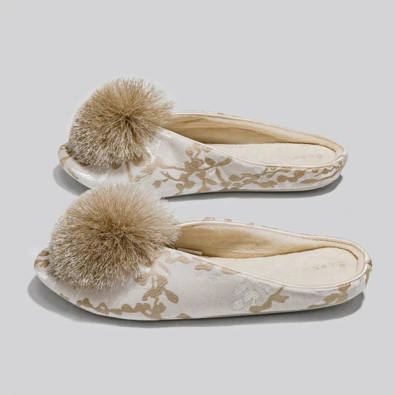 Jacquard Embroidered Slip-On Slippers with Cushioned Insole 5