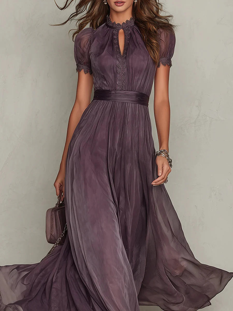 Lightweight Chiffon Maxi Dress with Keyhole Neckline for Weddings 3