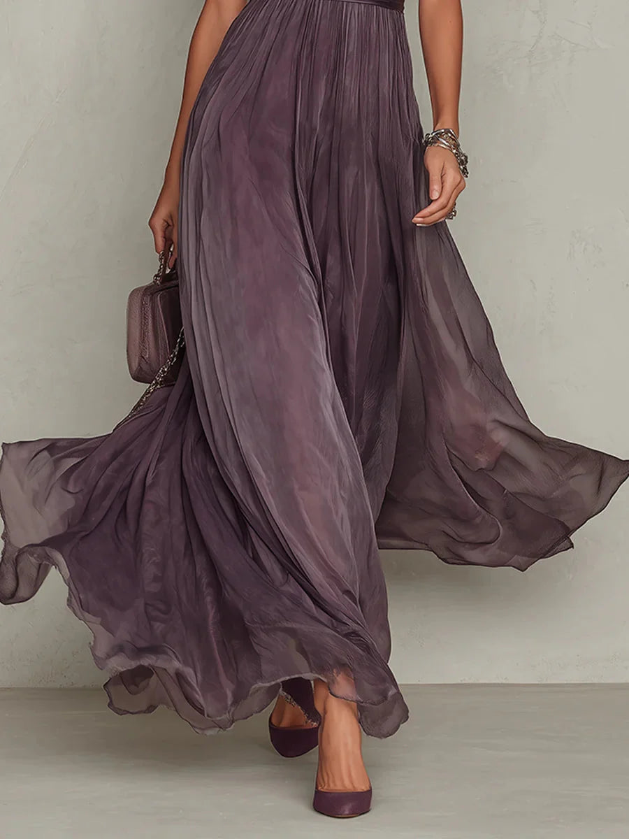 Lightweight Chiffon Maxi Dress with Keyhole Neckline for Weddings 4