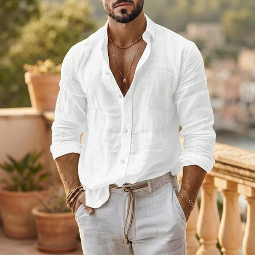 Lightweight Cotton Linen Relaxed Fit Shirt for Warm Weather 0