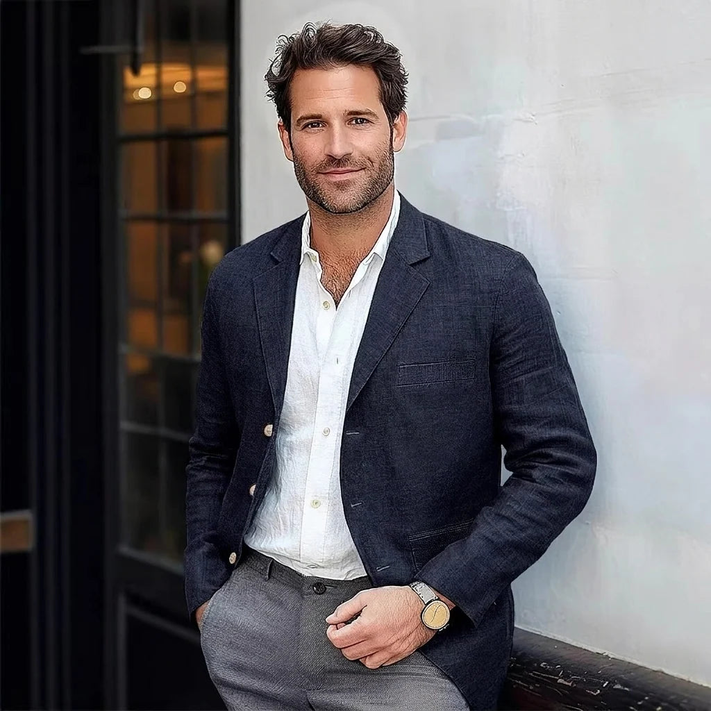 Lightweight Linen-Blend Blazer with Relaxed Fit 3