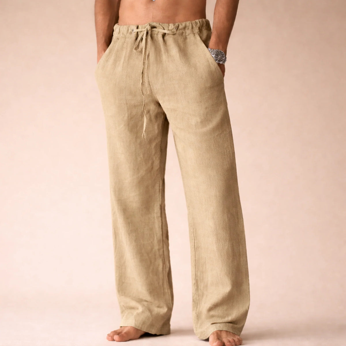 Lightweight Linen Trousers with Adjustable Drawstring Waist 2