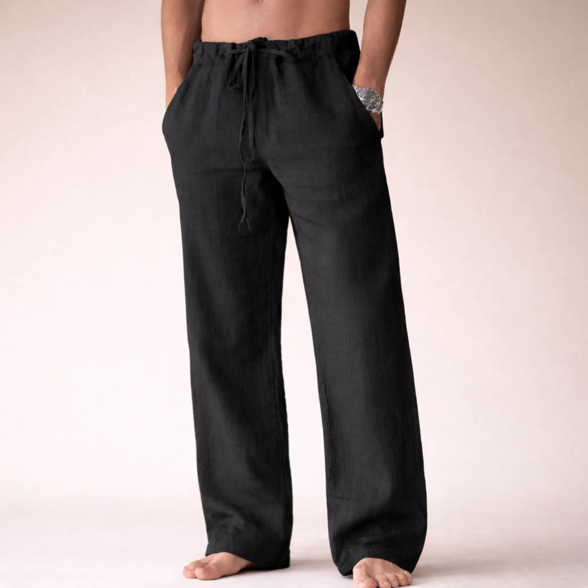 Lightweight Linen Trousers with Adjustable Drawstring Waist 3