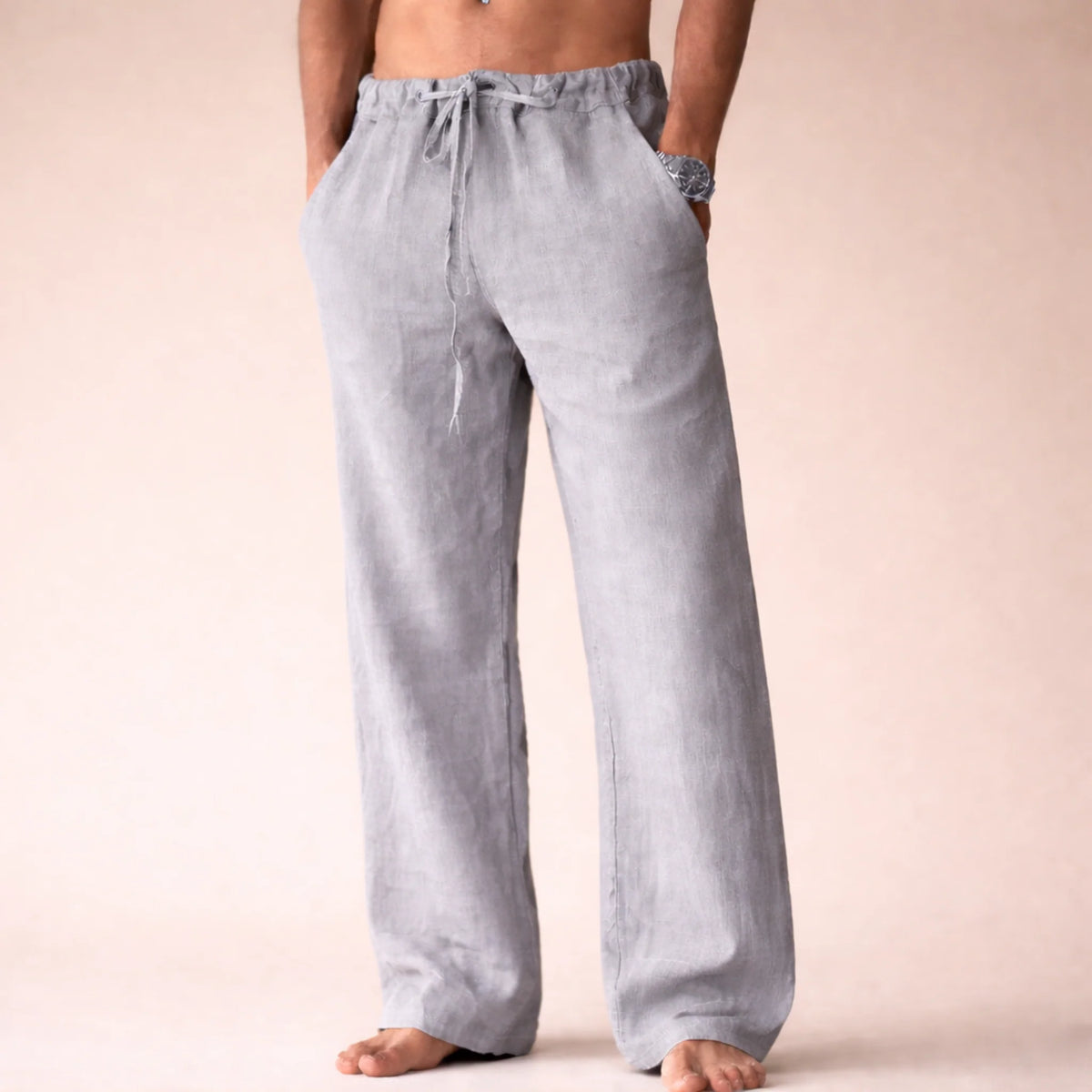 Lightweight Linen Trousers with Adjustable Drawstring Waist 4