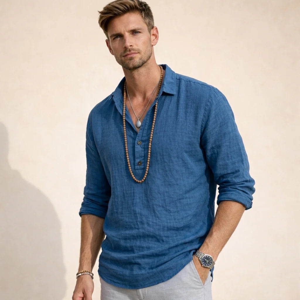 Lightweight Relaxed Fit Linen Shirt for Men and Women - Versatile Style 1