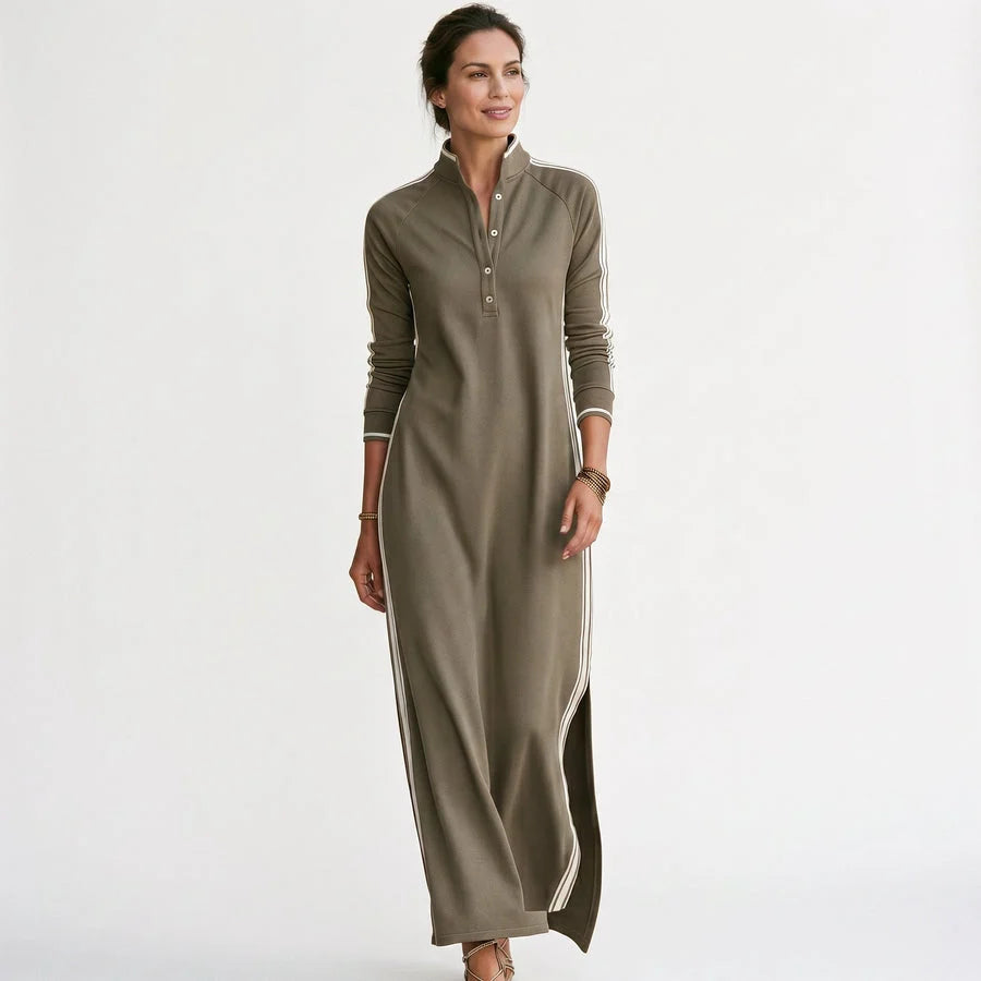 Long Sleeve Maxi Dress with Button-Down Collar for Women 4