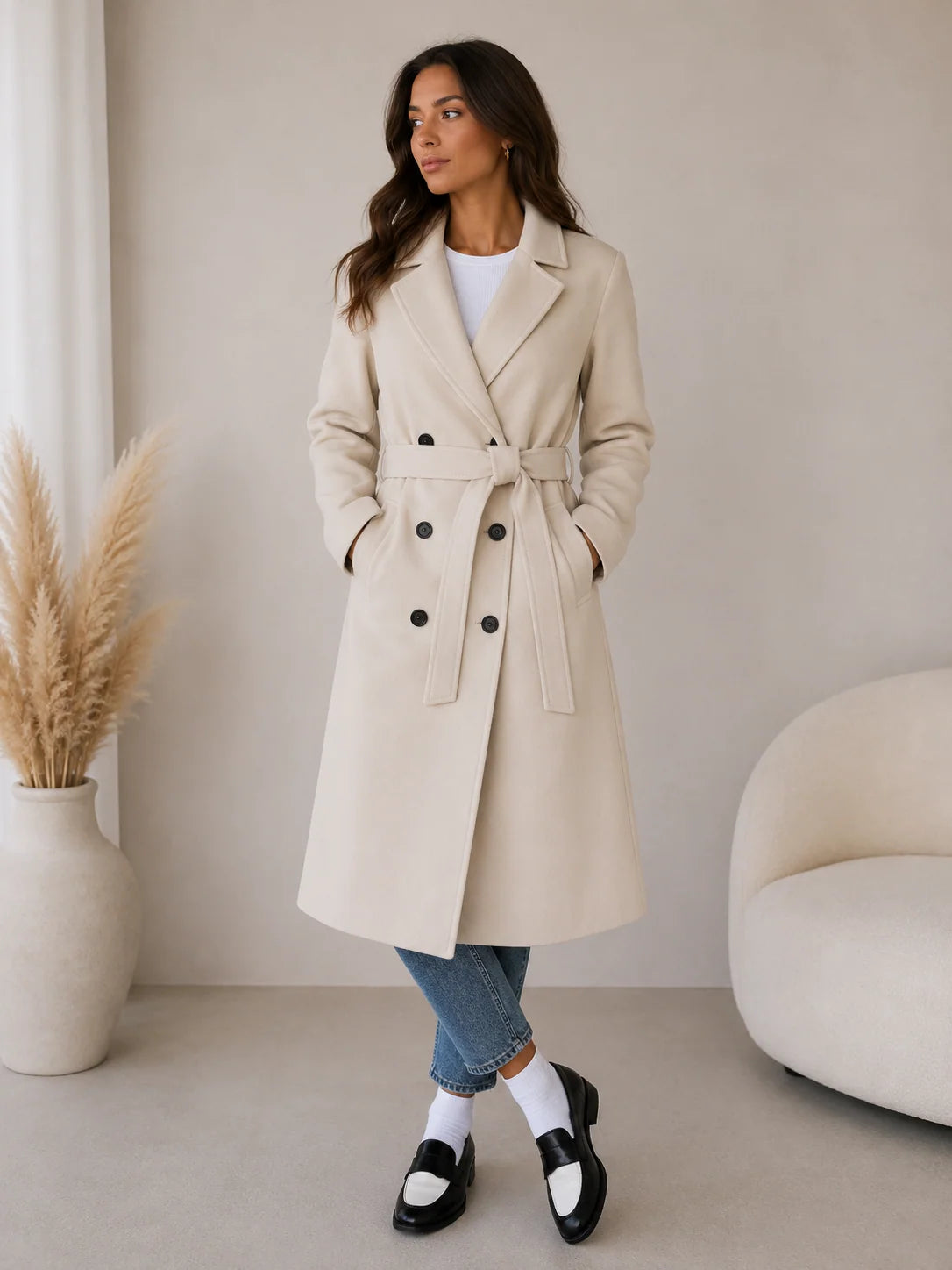 Long Women's Trench Coat in Lightweight Polyester with Tailored Fit 1