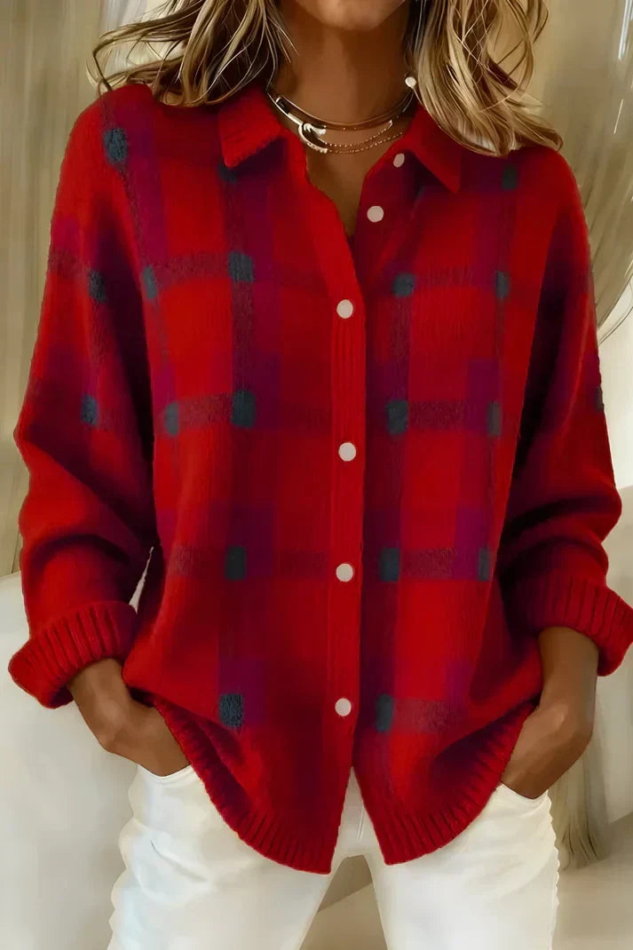 Longline Denim Hybrid Checked Cardigan for Stylish Layering 1
