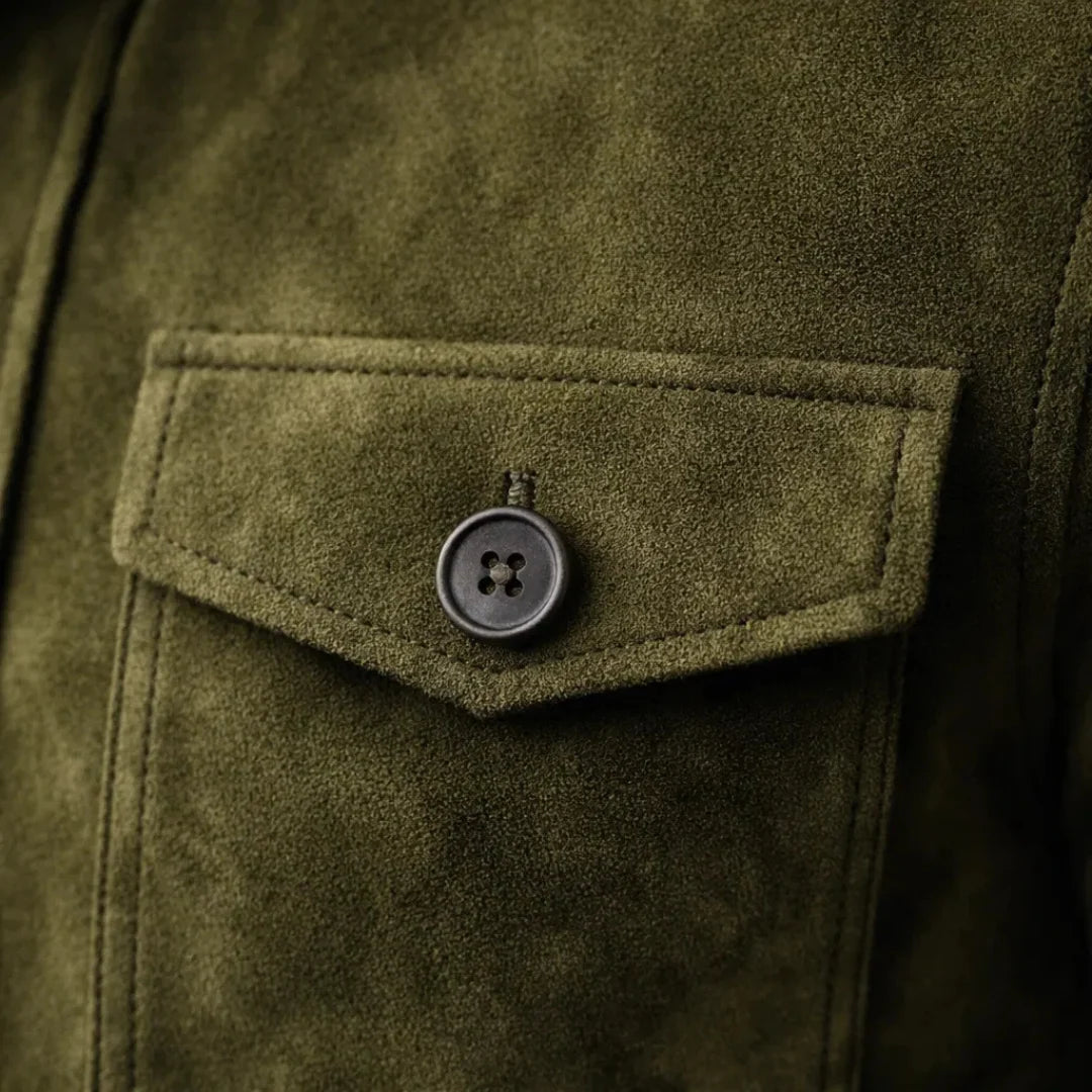 Men's Classic Suede Jacket with Structured Fit and Chest Pockets 4