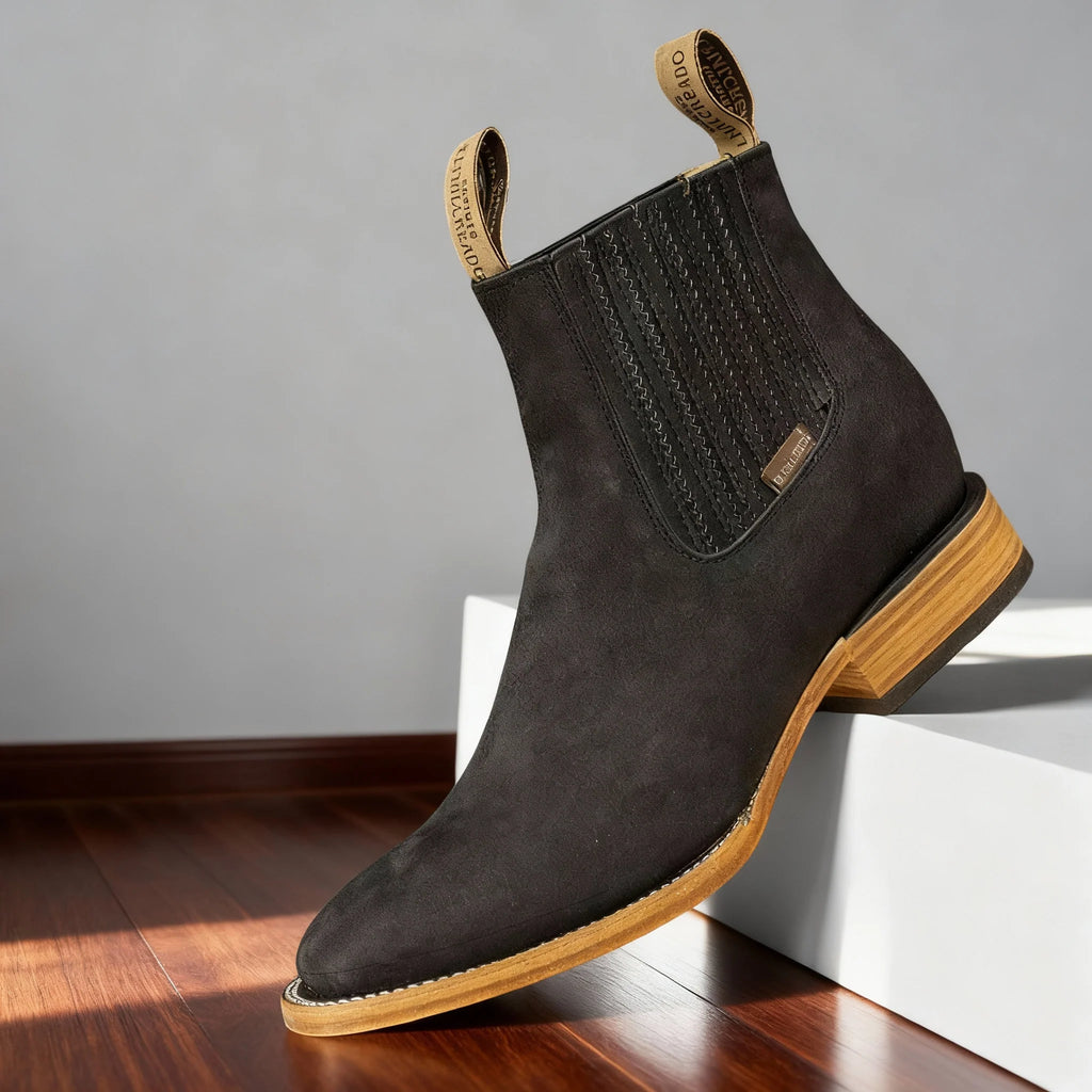 Men's Durable Ranch Boots with Supportive Heel and Elastic Panels 1