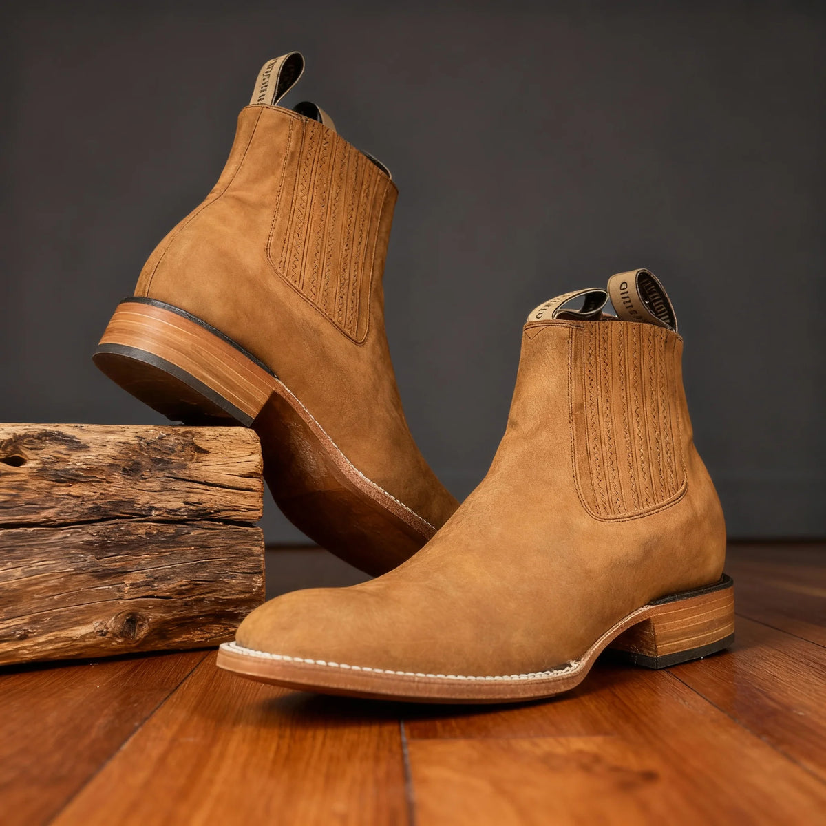 Men's Durable Ranch Boots with Supportive Heel and Elastic Panels 11