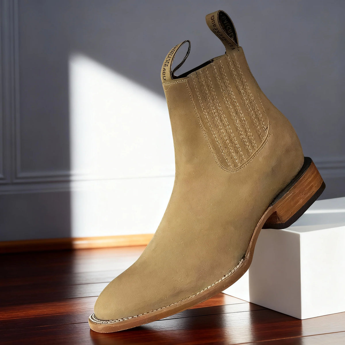 Men's Durable Ranch Boots with Supportive Heel and Elastic Panels 4