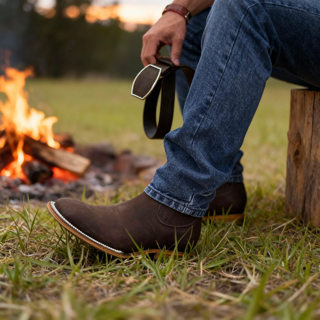 Men's Durable Ranch Boots with Supportive Heel and Elastic Panels 6