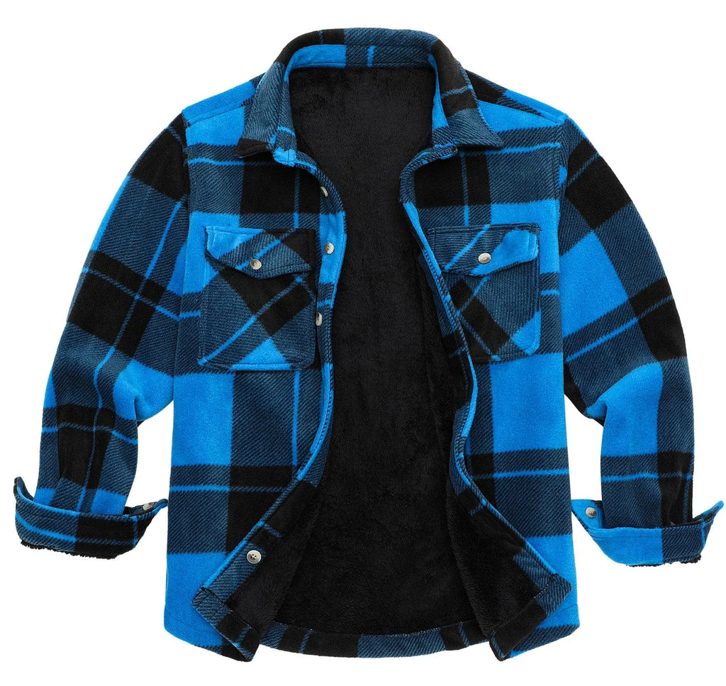 Men's Flannel Lined Shirt Jacket with Plaid Patterns for Casual Wear 0