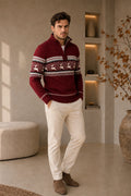 Men's Half-Zip Sweater with Stand-Up Collar - Warm Knit for Cold Weather 0
