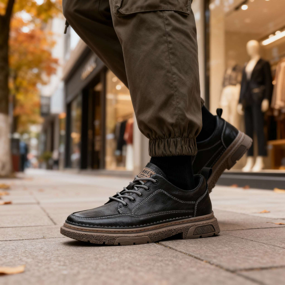 Men's Leather Sneakers with Cushioned Footbed and Shock-Absorbing Sole 8