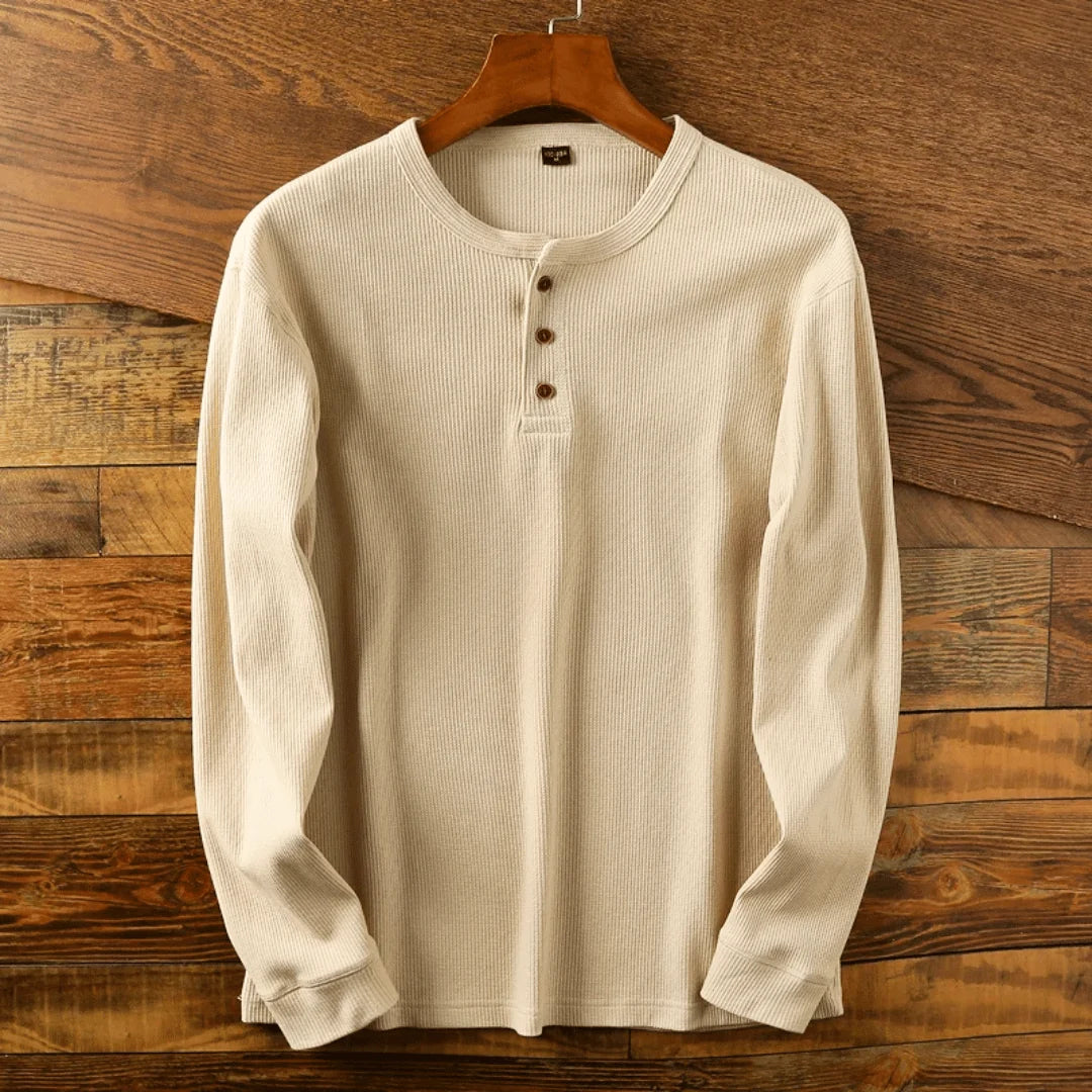 Men's Long-Sleeve Henley Shirt - Breathable Fabric, Relaxed Fit 2