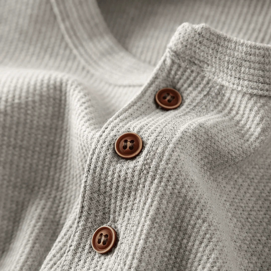Men's Long-Sleeve Henley Shirt - Breathable Fabric, Relaxed Fit 7