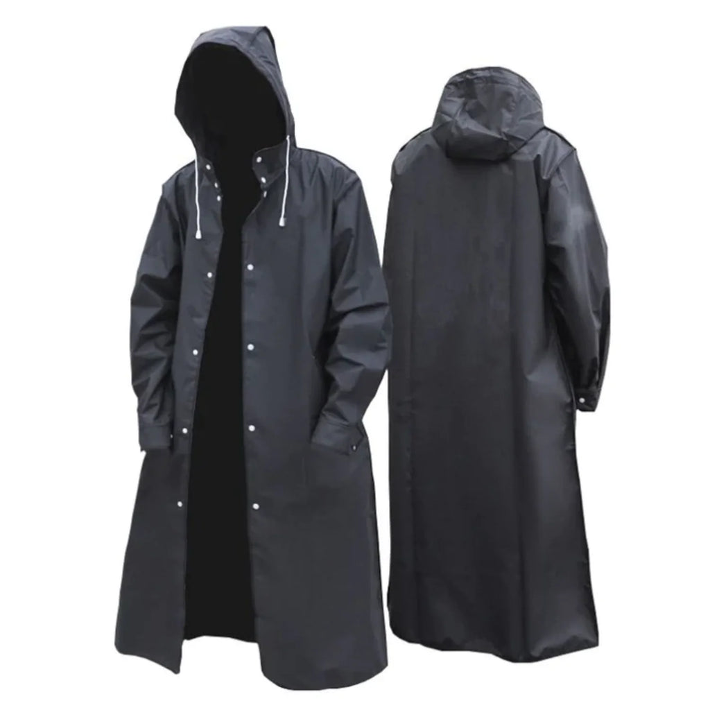 Men's Long Waterproof Raincoat with Adjustable Hood - Lightweight & Breathable 1