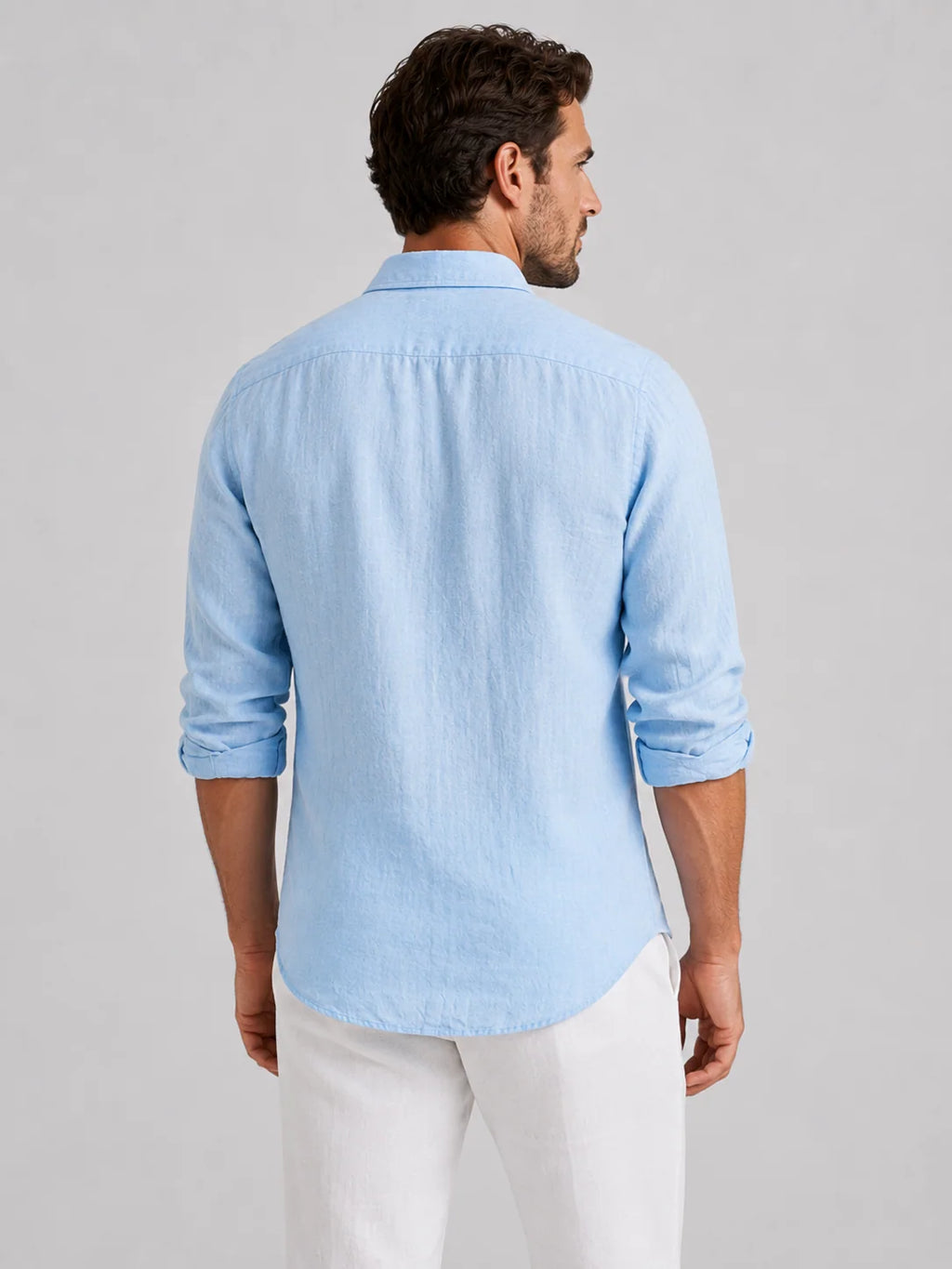 Men's Relaxed Fit Linen-Style Summer Shirt with Button-Up Front 1