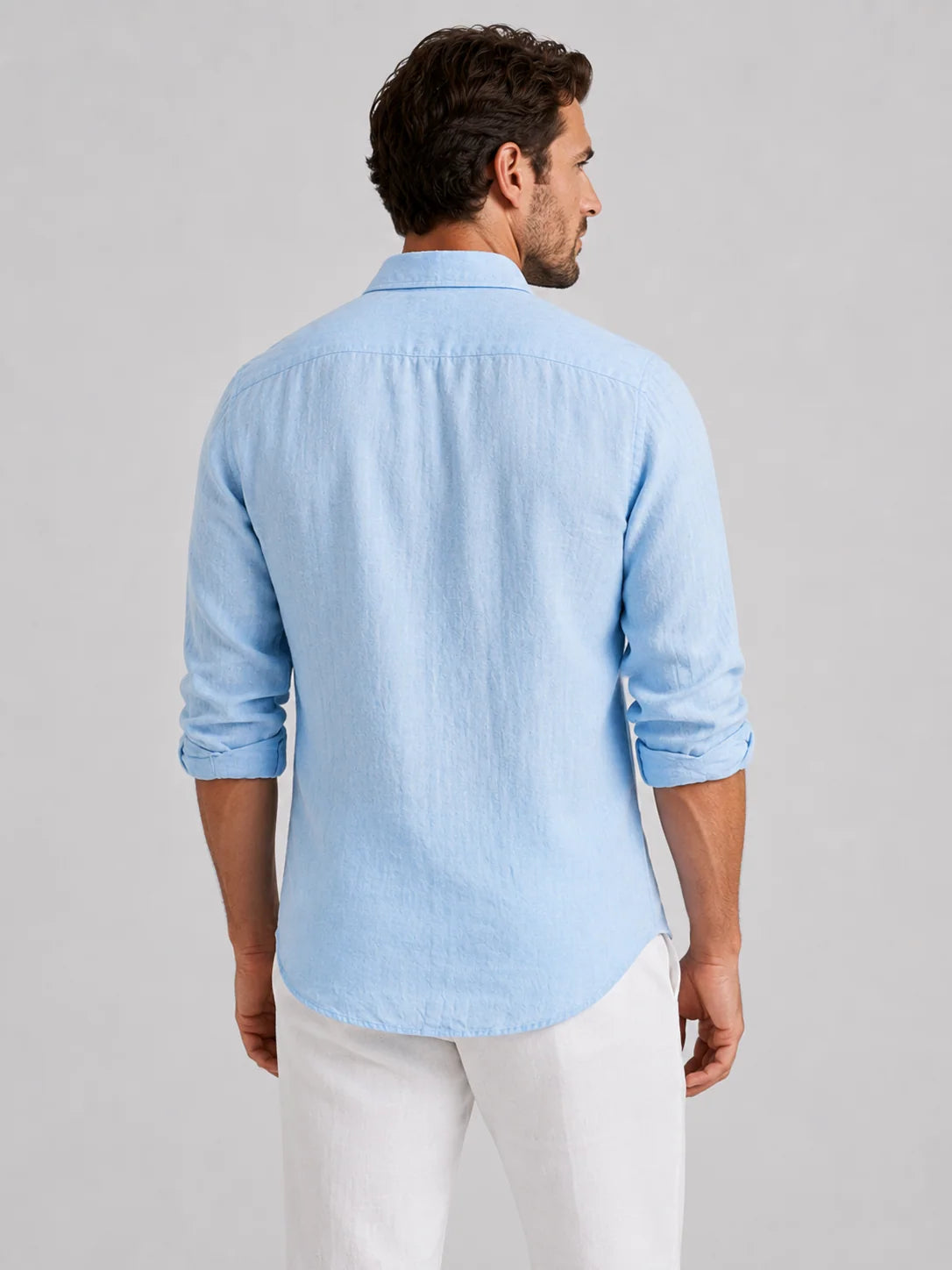 Men's Relaxed Fit Linen-Style Summer Shirt with Button-Up Front 1