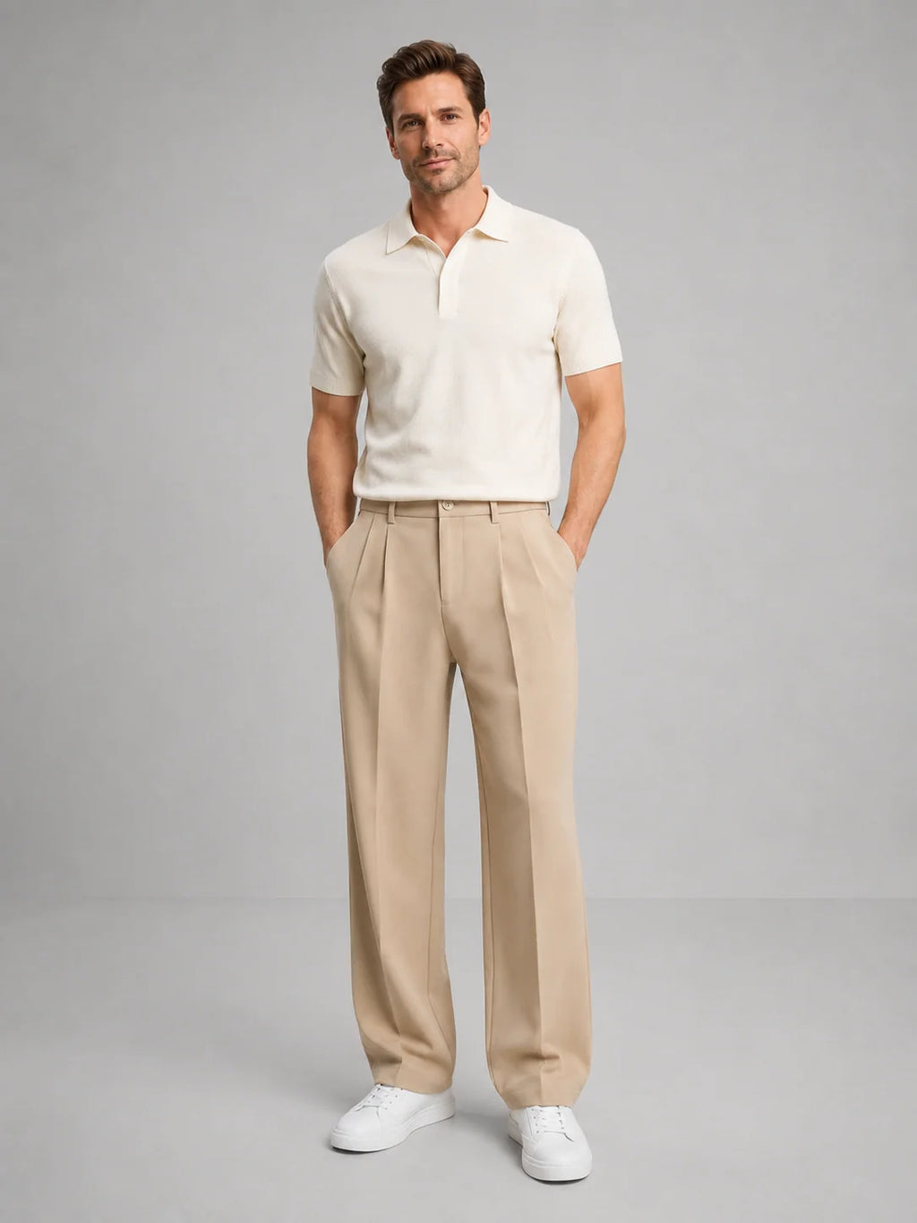 Men's Tailored Straight Leg Trousers with Relaxed Fit 2
