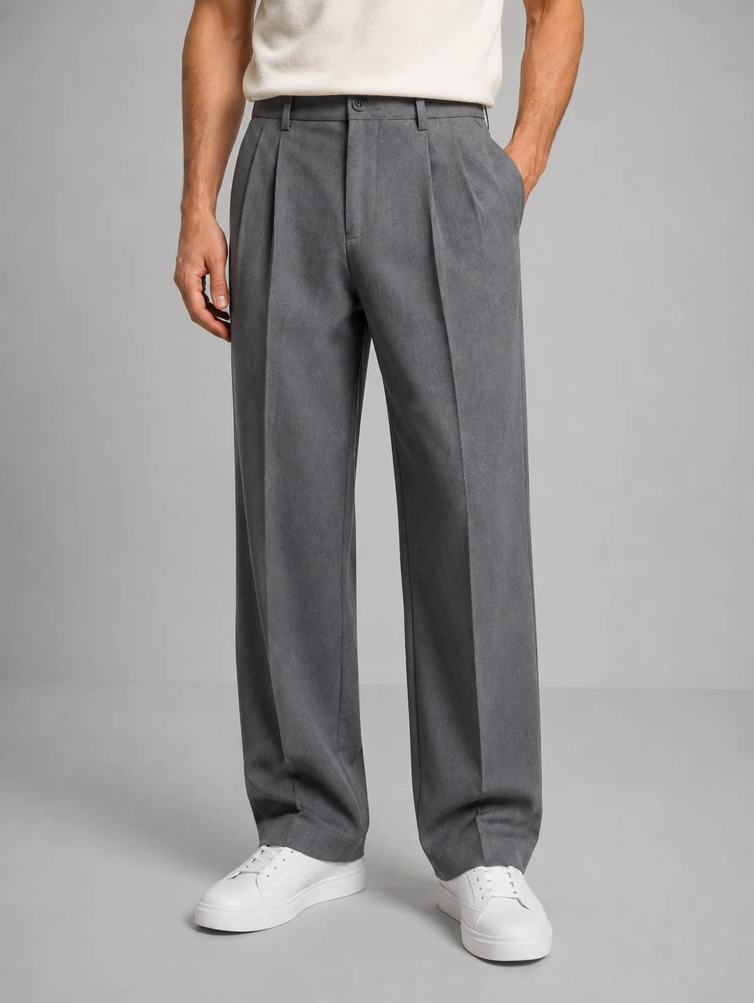 Men's Tailored Straight Leg Trousers with Relaxed Fit 3
