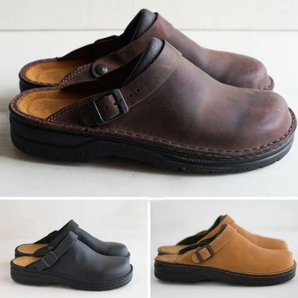 Orthopedic Leather Clogs with Supportive Insole and Non-Slip Sole 5