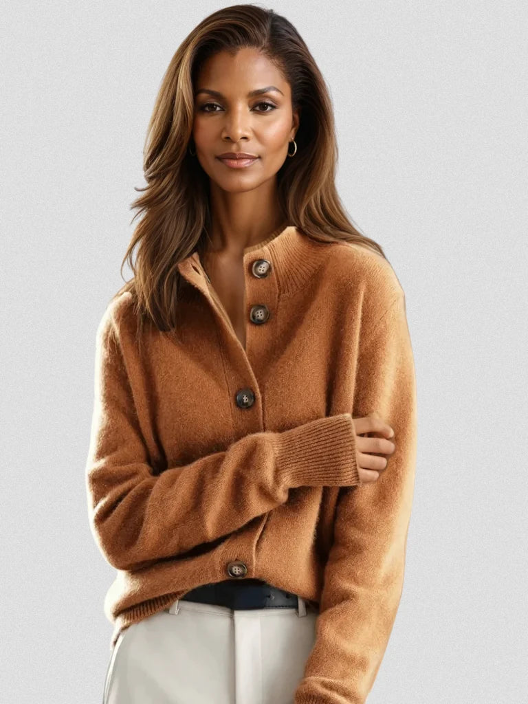 Relaxed Fit Button-Front Cardigan Sweater for Women 0